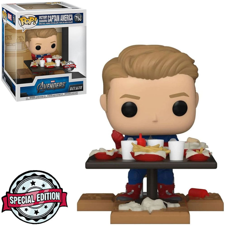 FUNKO POP MARVEL AVENGERS EXCLUSIVE DELUXE - VICTORY SHAWARMA: CAPTAIN AMERICA 758 BRINDE