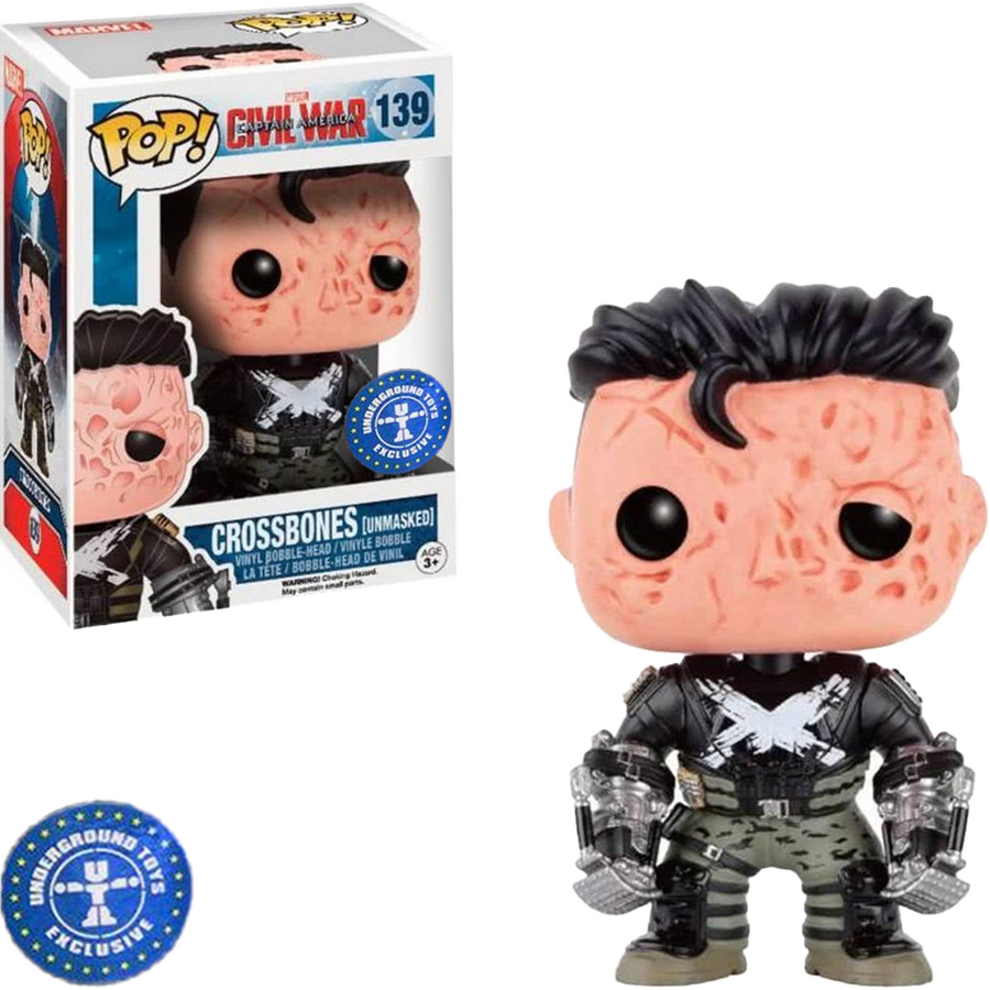 FUNKO POP MARVEL CAPTAIN AMERICA CIVIL WAR EXCLUSIVE - CROSSBONES UNMASKED 139 BRINDE