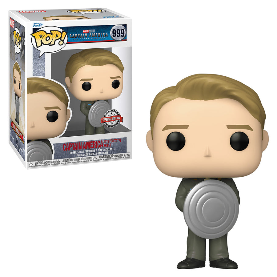 FUNKO POP MARVEL CAPTAIN AMERICA EXCLUSIVE - CAPTAIN AMERICA WITH PROTOTYPE SHIELD 999 BRINDE