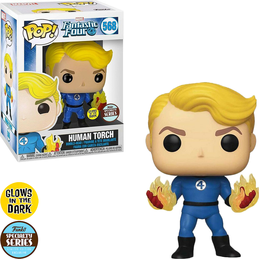 FUNKO POP MARVEL FANTASTIC FOUR EXCLUSIVE - HUMAN TORCH (GLOWS IN THE DARK) 568