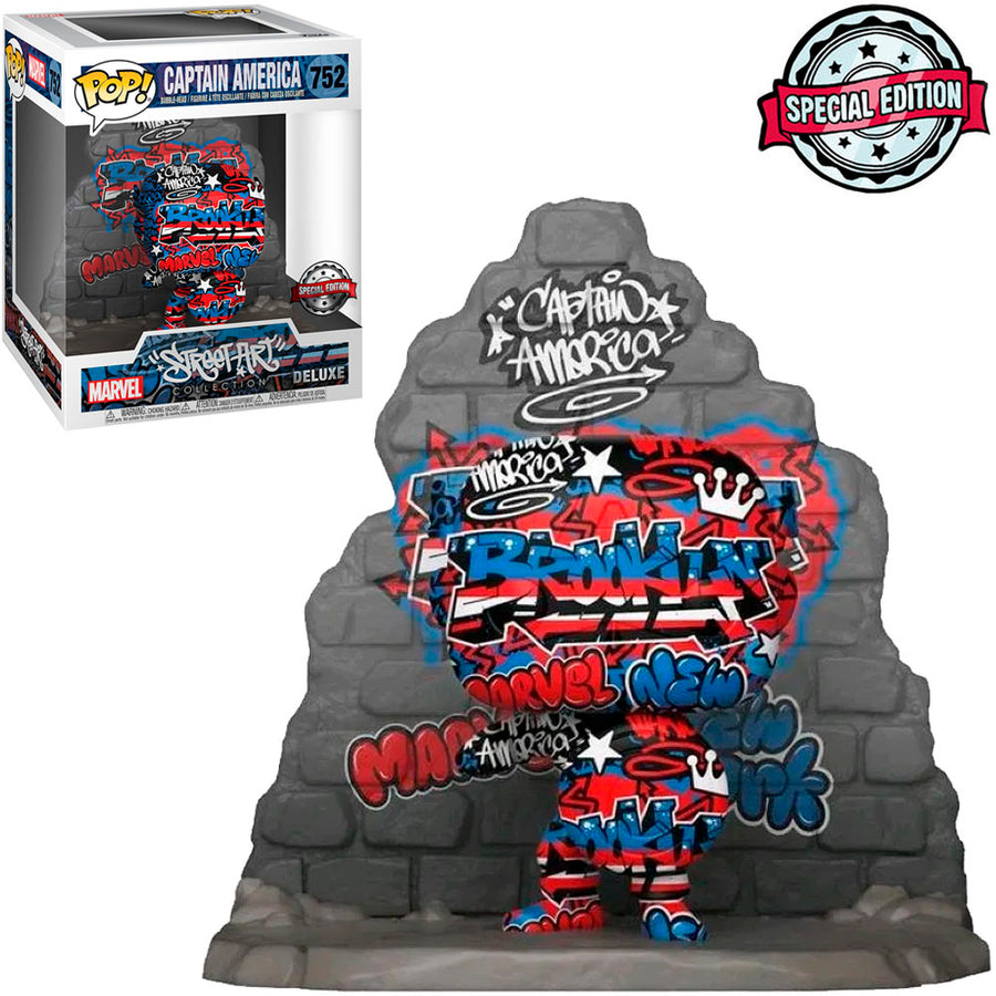 FUNKO POP MARVEL STREET ART EXCLUSIVE - CAPTAIN AMERICA 752 (DELUXE) BRINDE