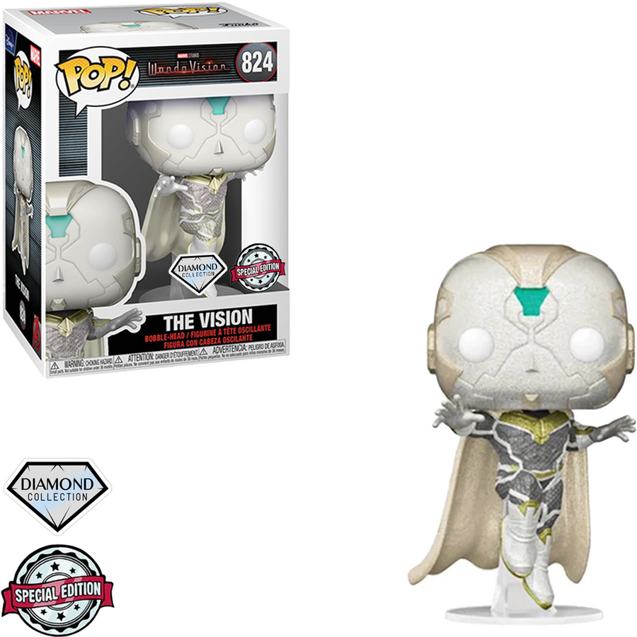 FUNKO POP MARVEL WANDAVISION EXCLUSIVE - THE VISION 824 (DIAMOND COLLECTION) BRINDE