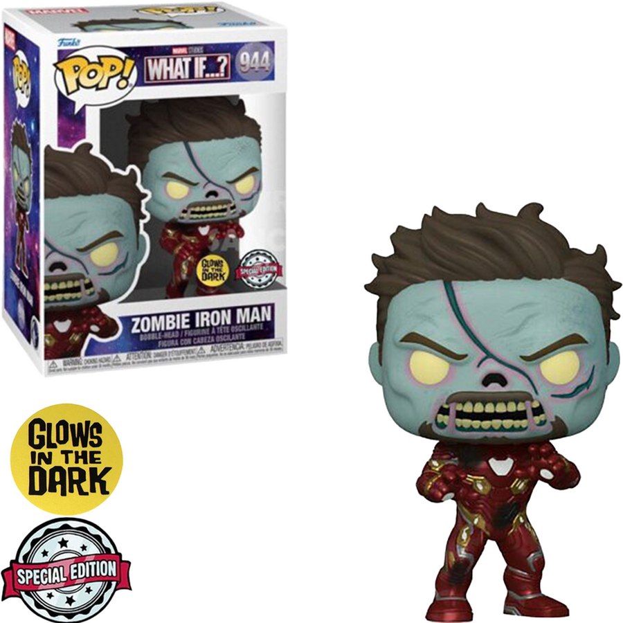 FUNKO POP MARVEL WHAT IF...? EXCLUSIVE - ZOMBIE IRON MAN 944 (GLOWS IN THE DARK)