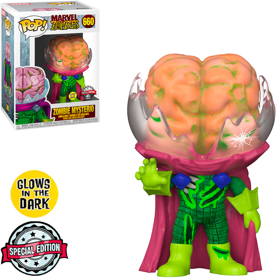 FUNKO POP MARVEL ZOMBIES EXCLUSIVE - ZOMBIE MYSTERIO 660 (GLOWS IN THE DARK) BRINDE