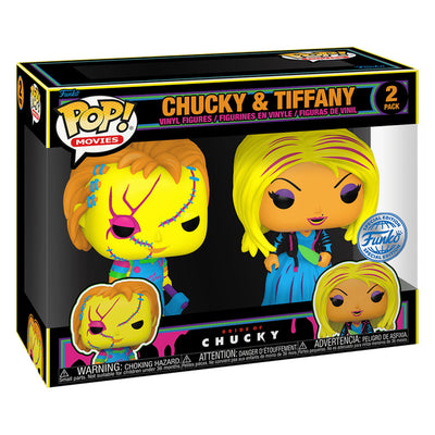 FUNKO POP PELÍCULAS LA NOVIA DE CHUCKY EXCLUSIVA - CHUCKY Y TIFFANY PACK DE 2 (LUZ NEGRA)