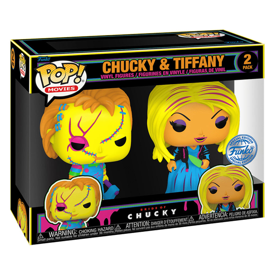 FUNKO POP MOVIES BRIDE OF CHUCKY EXCLUSIVE - CHUCKY & TIFFANY 2-PACK (BLACKLIGHT)