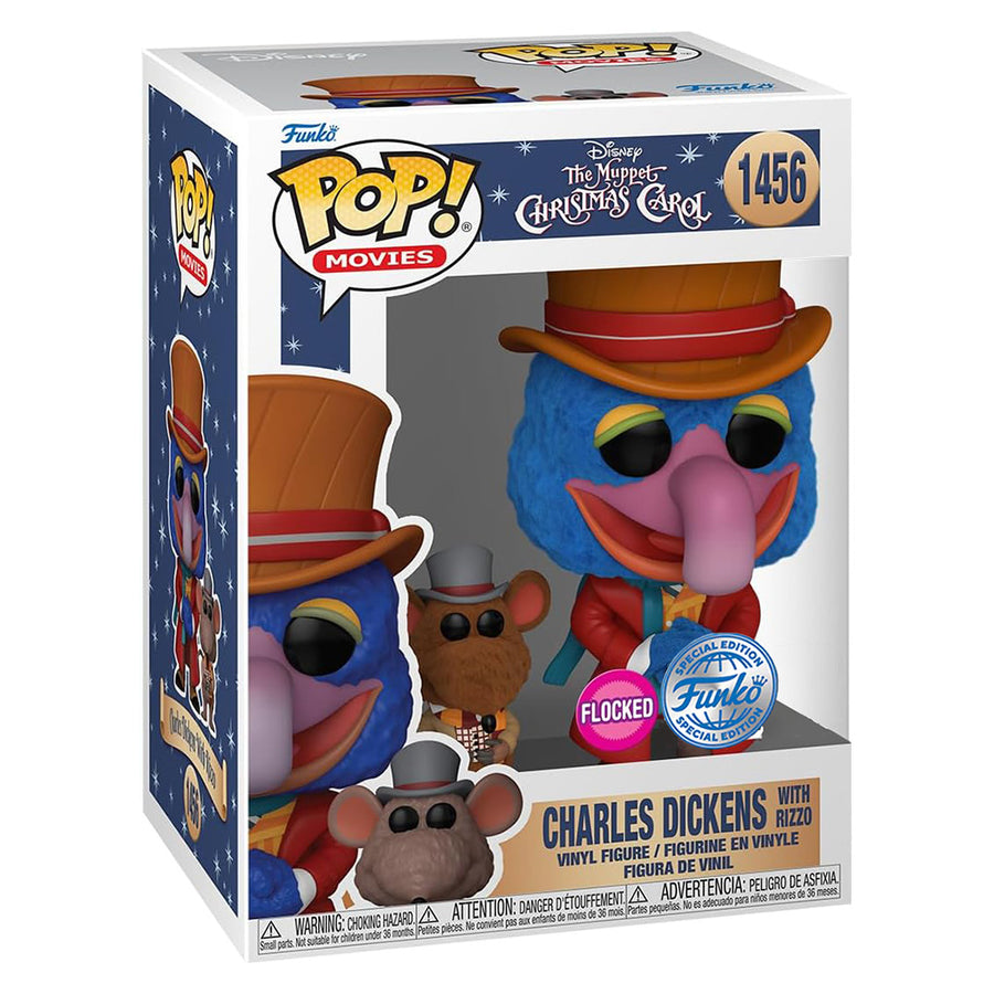 FUNKO POP MOVIES DISNEY THE MUPPET CHRISTMAS CAROL EXCLUSIVE - CHARLES DICKENS WITH RIZZO 1456 (FLOCKED)