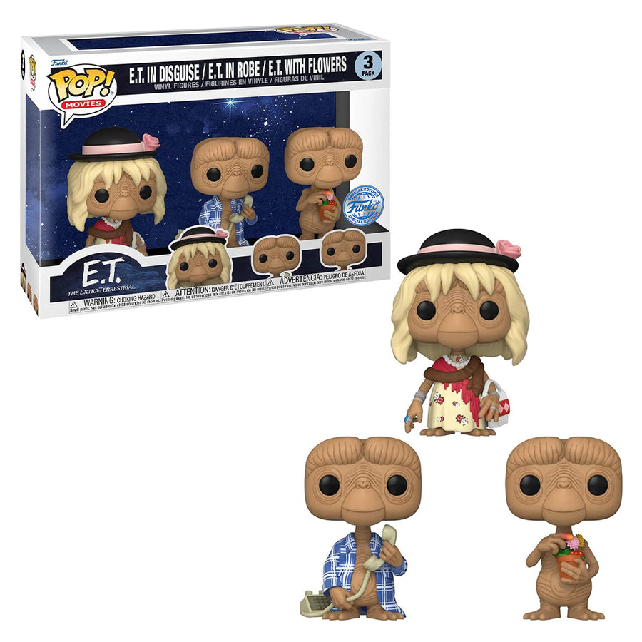 FUNKO POP MOVIES ET 40TH ANNIVERSARY 3-PACK - E.T. IN DISGUISE / E.T. IN ROBE / E.T. WITH FLOWERS (65051) BRINDE