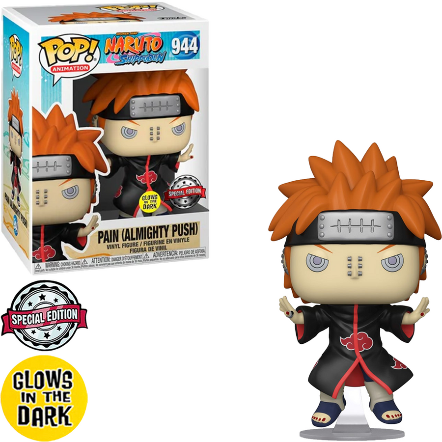 FUNKO POP NARUTO SHIPPUDEN EXCLUSIVE - PAIN (ALMIGHTY PUSH) 944 (GLOWS IN THE DARK) BRINDE