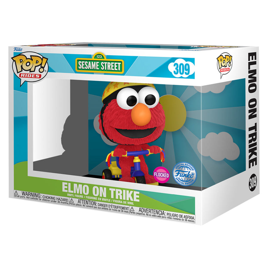 FUNKO POP RIDES EXCLUSIVO DE BARRIO SÉSAMO - ELMO EN TRIKE 309 (FLOCKED)