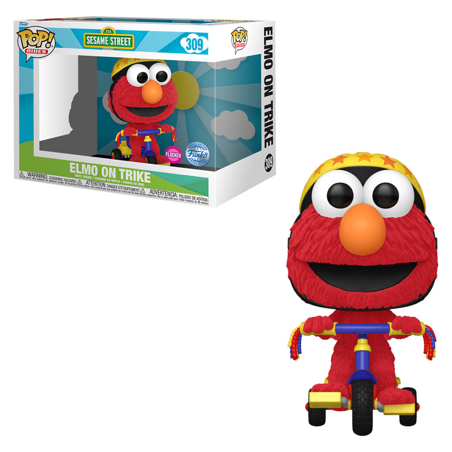FUNKO POP RIDES EXCLUSIVO DE BARRIO SÉSAMO - ELMO EN TRIKE 309 (FLOCKED)