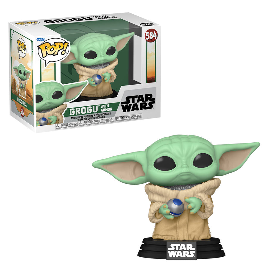 FUNKO POP STAR WARS: BOOK OF BOBA FETT - GROGU WITH ARMOR 584 BRINDE