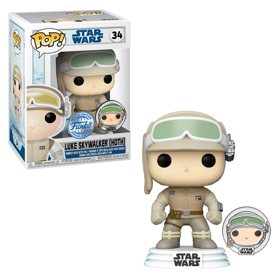 FUNKO POP STAR WARS EXCLUSIVE + BROCHE - LUKE SKYWALKER (HOTH) 34