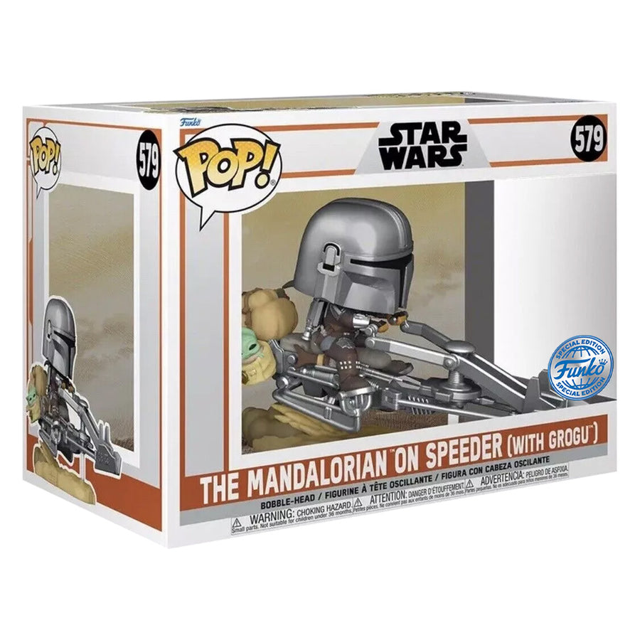 FUNKO POP STAR WARS EXCLUSIVE - THE MANDALORIAN ON SPEEDER (WITH GROGU) 579