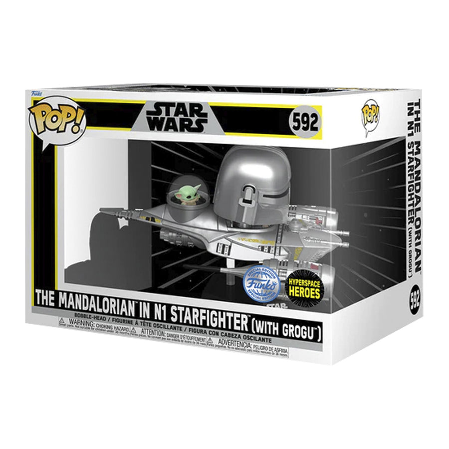 FUNKO POP STAR WARS: THE MANDALORIAN EXCLUSIVE - THE MANDALORIAN IN N1 STARFIGHTER (WITH GROGU) 592