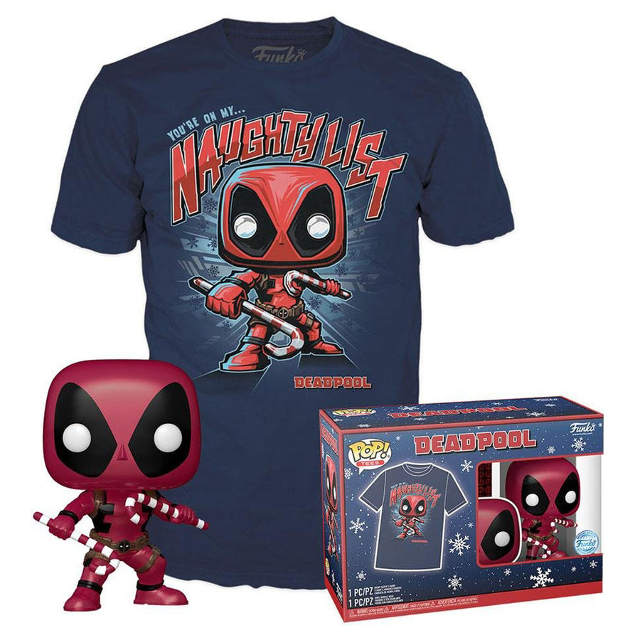 FUNKO POP TEES MARVEL DEADPOOL HOLIDAY + CAMISETA TEES *MD* 63658 BRINDE