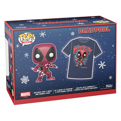 FUNKO POP TEES MARVEL DEADPOOL HOLIDAY + CAMISETA TEES *MD* 63658