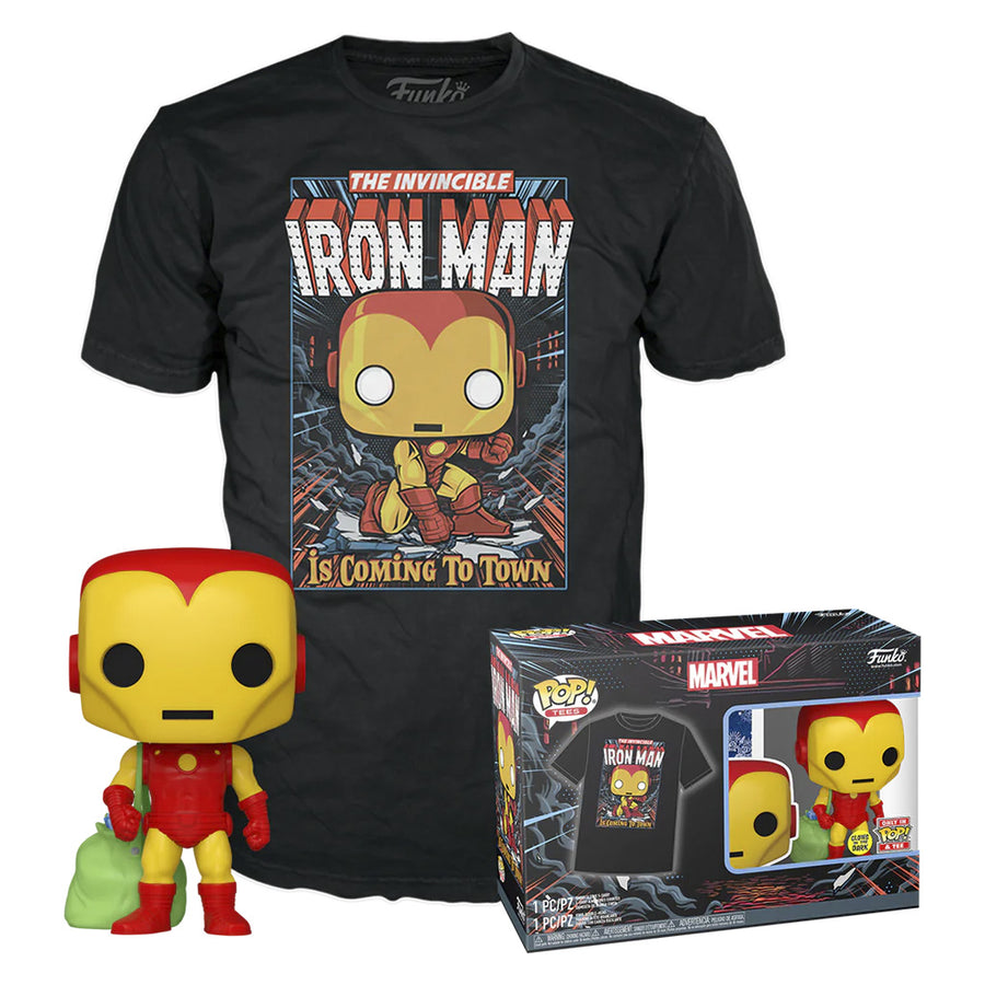FUNKO POP TEES MARVEL HOLIDAY - IRON MAN & CAMISETA TAMANHO M (72837) BRINDE