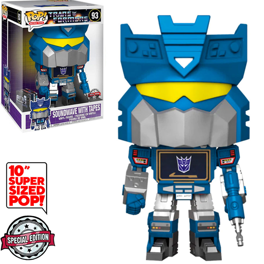 FUNKO POP TRANSFORMERS EXCLUSIVE - SOUNDWAVE W/TAPES 93 (SUPER SIZED 10'') BRINDE