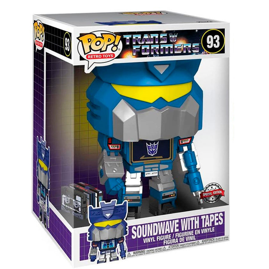 FUNKO POP TRANSFORMERS EXCLUSIVE - SOUNDWAVE W/TAPES 93 (SUPER SIZED 10'')