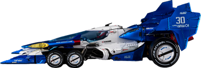 Future GPX Super Asurada 01 – Threezero – ActionFigure Brasil — com base expositora