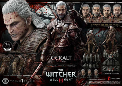 Geralt of Rivia (Battle Damage Edition) The Witcher 3: Wild Hunt – Prime1Studio – ActionFigure Brasil
