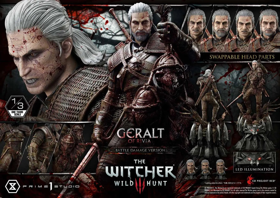 Geralt of Rivia (Battle Damage Edition) The Witcher 3: Wild Hunt – Prime1Studio – ActionFigure Brasil