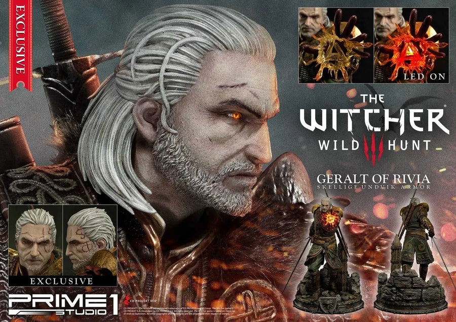Geralt of Rivia (Exclusive Version) The Witcher 3: Wild Hunt – Prime1Studio – ActionFigure Brasil