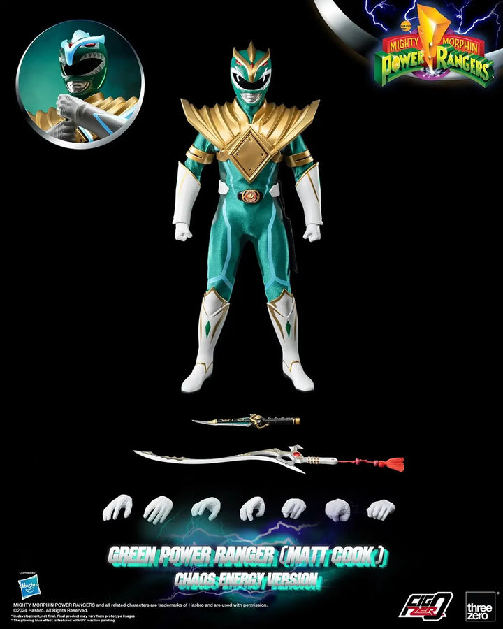Green Power Ranger (Matt Cook) Chaos Energy Version - LIMITED EDITION: 500 (Chaos Energy Version) – Threezero – ActionFigure Brasil