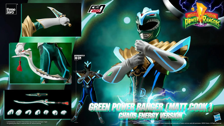 Green Power Ranger (Matt Cook) Chaos Energy Version - LIMITED EDITION: 500 (Chaos Energy Version) – Threezero – ActionFigure Brasil