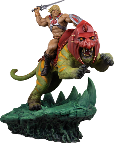 He-Man™ & Battle Cat™ - LIMITED EDITION: 150 – Tweeterhead – ActionFigure Brasil — com base expositora