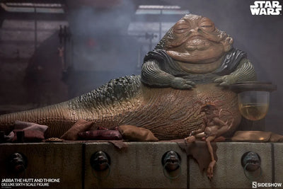 Jabba the Hutt and Throne Deluxe – Sideshow Collectibles – ActionFigure Brasil — com base expositora