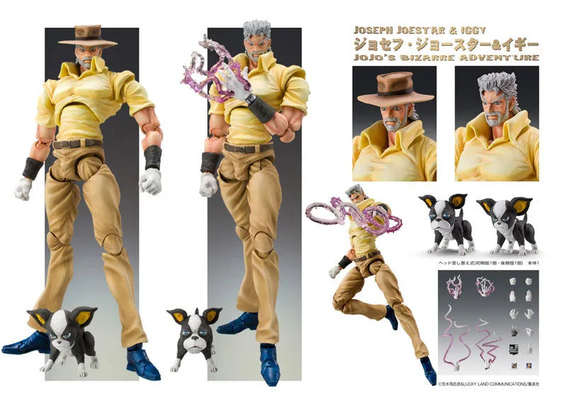 Jojo no Kimyou na Bouken - Stardust Crusaders - Hermit Purple - Iggy - Joseph Joestar - Super Action Statue #17 (Medicos Entertainment)ㅤ – Medicos Entertainment – ActionFigure Brasil
