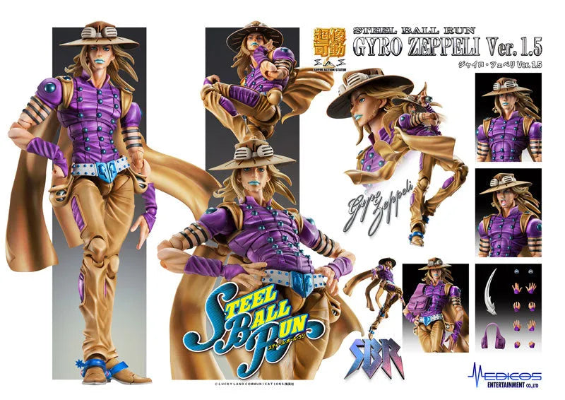 Jojo no Kimyou na Bouken - Steel Ball Run - Gyro Zeppeli - Super Action Statue - Ver. 1.5 - 2023 Re-release (Medicos Entertainment)ㅤ – Medicos Entertainment – ActionFigure Brasil