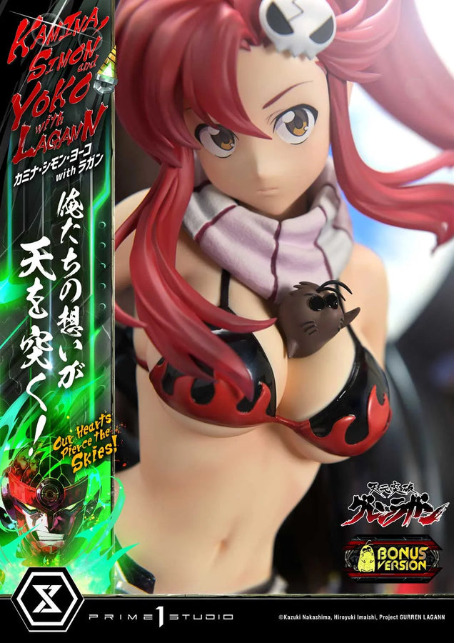 Kamina, Simon & Yoko with Lagann Our Hearts Pierce the Skies! (Deluxe Bonus Version) Tengen Toppa Gurren Lagann – Prime1Studio – ActionFigure Brasil