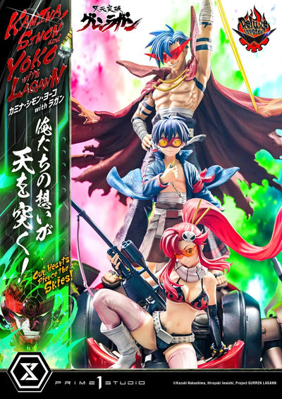 Kamina, Simon & Yoko with Lagann Our Hearts Pierce the Skies! (Deluxe Bonus Version) Tengen Toppa Gurren Lagann – Prime1Studio – ActionFigure Brasil