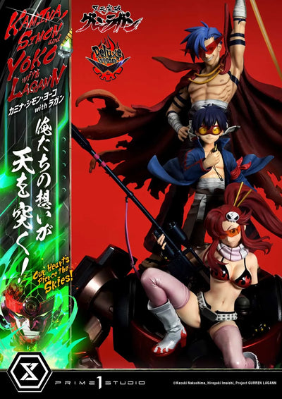 Kamina, Simon & Yoko with Lagann Our Hearts Pierce the Skies! (Deluxe Bonus Version) Tengen Toppa Gurren Lagann – Prime1Studio – ActionFigure Brasil