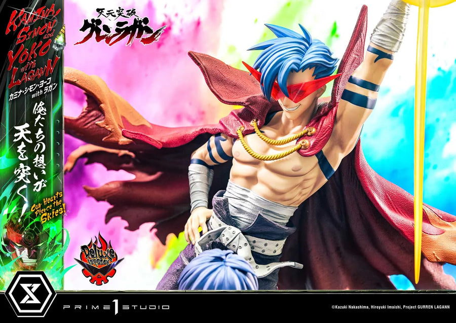 Kamina, Simon & Yoko with Lagann Our Hearts Pierce the Skies! (Deluxe Bonus Version) Tengen Toppa Gurren Lagann – Prime1Studio – ActionFigure Brasil