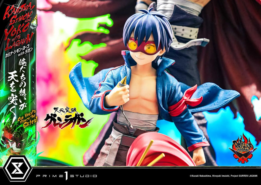 Kamina, Simon & Yoko with Lagann Our Hearts Pierce the Skies! (Deluxe Bonus Version) Tengen Toppa Gurren Lagann – Prime1Studio – ActionFigure Brasil