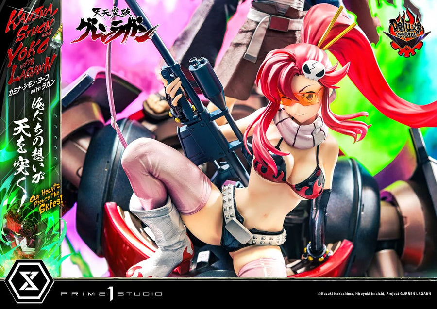 Kamina, Simon & Yoko with Lagann Our Hearts Pierce the Skies! (Deluxe Bonus Version) Tengen Toppa Gurren Lagann – Prime1Studio – ActionFigure Brasil
