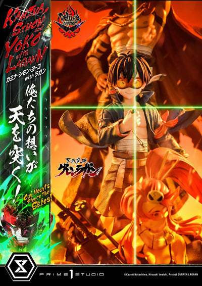 Kamina, Simon & Yoko with Lagann Our Hearts Pierce the Skies! (Deluxe Bonus Version) Tengen Toppa Gurren Lagann – Prime1Studio – ActionFigure Brasil