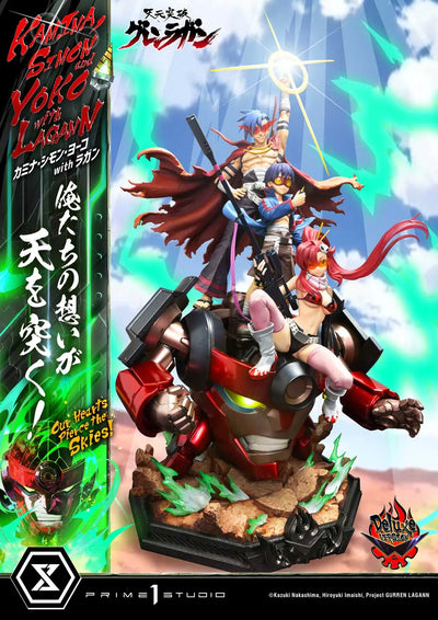 Kamina, Simon & Yoko with Lagann Our Hearts Pierce the Skies! (Deluxe Bonus Version) Tengen Toppa Gurren Lagann – Prime1Studio – ActionFigure Brasil