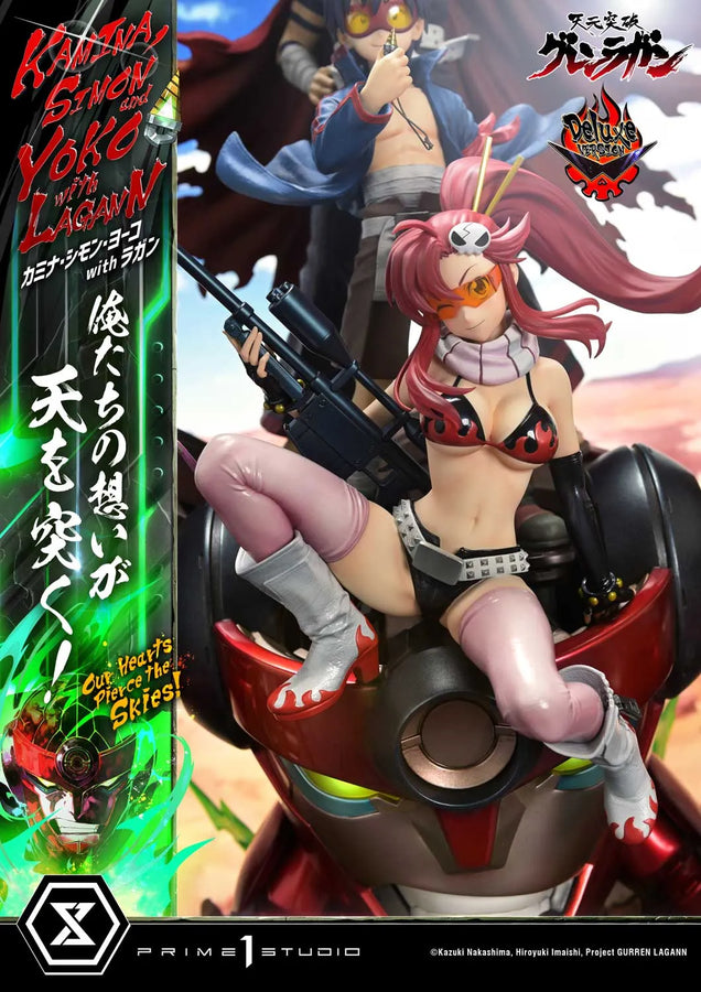Kamina, Simon & Yoko with Lagann Our Hearts Pierce the Skies! (Deluxe Bonus Version) Tengen Toppa Gurren Lagann – Prime1Studio – ActionFigure Brasil