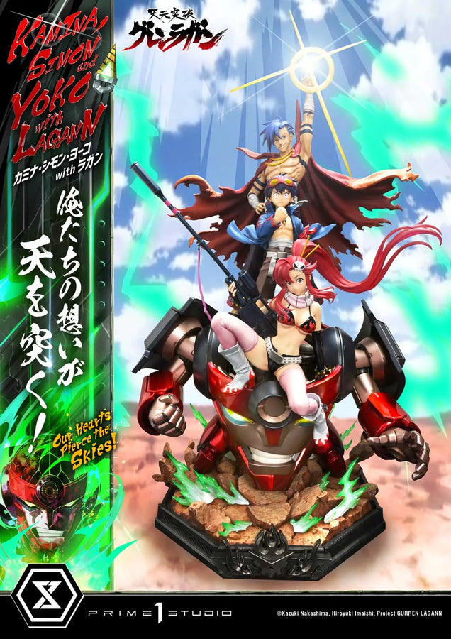 Kamina, Simon & Yoko with Lagann Our Hearts Pierce the Skies! (Deluxe Bonus Version) Tengen Toppa Gurren Lagann – Prime1Studio – ActionFigure Brasil