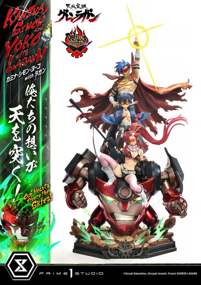 Kamina, Simon & Yoko with Lagann Our Hearts Pierce the Skies! (Deluxe Bonus Version) Tengen Toppa Gurren Lagann – Prime1Studio – ActionFigure Brasil
