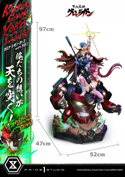 Kamina, Simon & Yoko with Lagann Our Hearts Pierce the Skies! (Deluxe Bonus Version) Tengen Toppa Gurren Lagann – Prime1Studio – ActionFigure Brasil