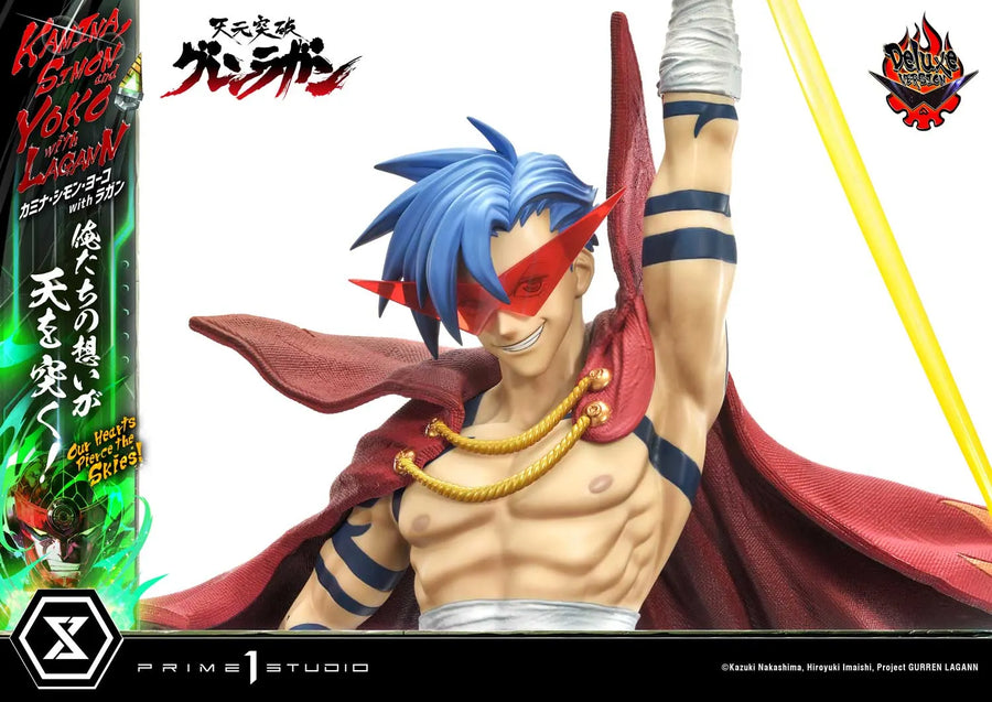 Kamina, Simon & Yoko with Lagann Our Hearts Pierce the Skies! (Deluxe Bonus Version) Tengen Toppa Gurren Lagann – Prime1Studio – ActionFigure Brasil