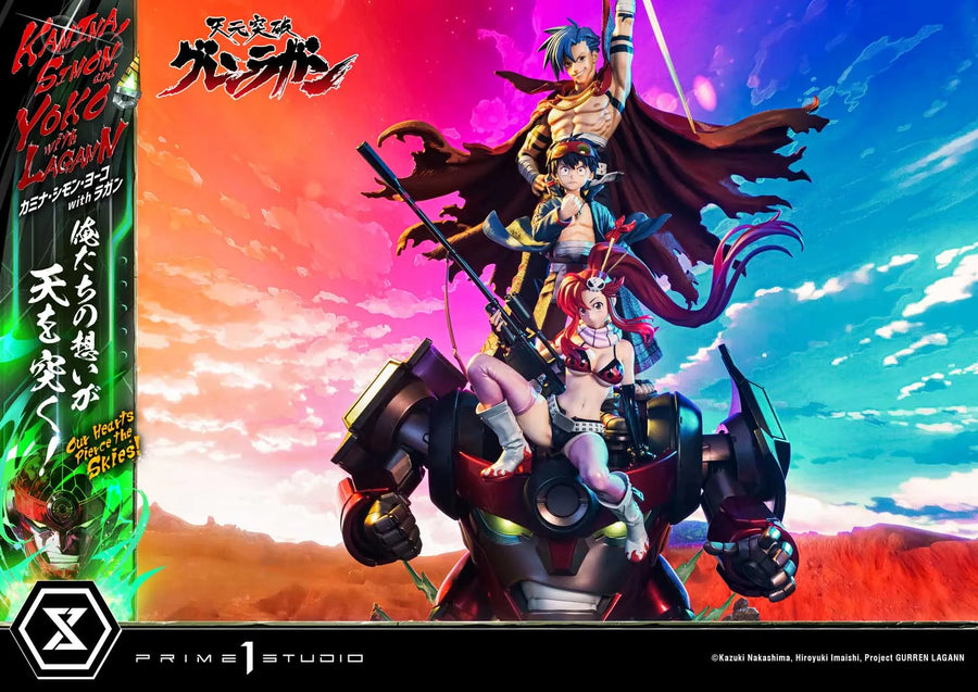 Kamina, Simon & Yoko with Lagann Our Hearts Pierce the Skies! (Regular Version) Tengen Toppa Gurren Lagann – Prime1Studio – ActionFigure Brasil