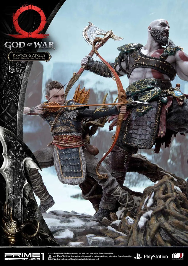 Kratos & Atreus (Ivaldi's Deadly Mist Armor Set Edition) God of War – Prime1Studio – ActionFigure Brasil