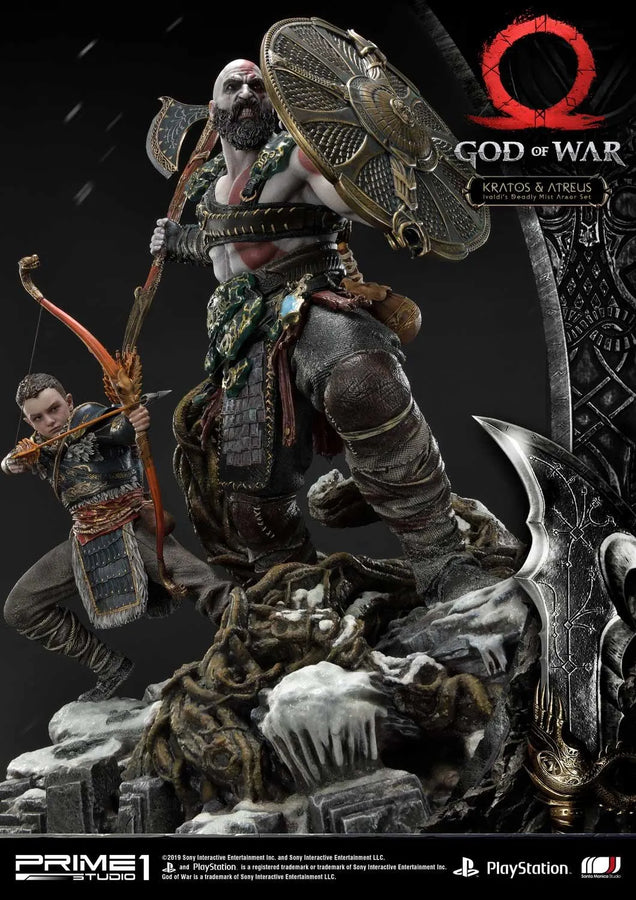 Kratos & Atreus (Ivaldi's Deadly Mist Armor Set Edition) God of War – Prime1Studio – ActionFigure Brasil